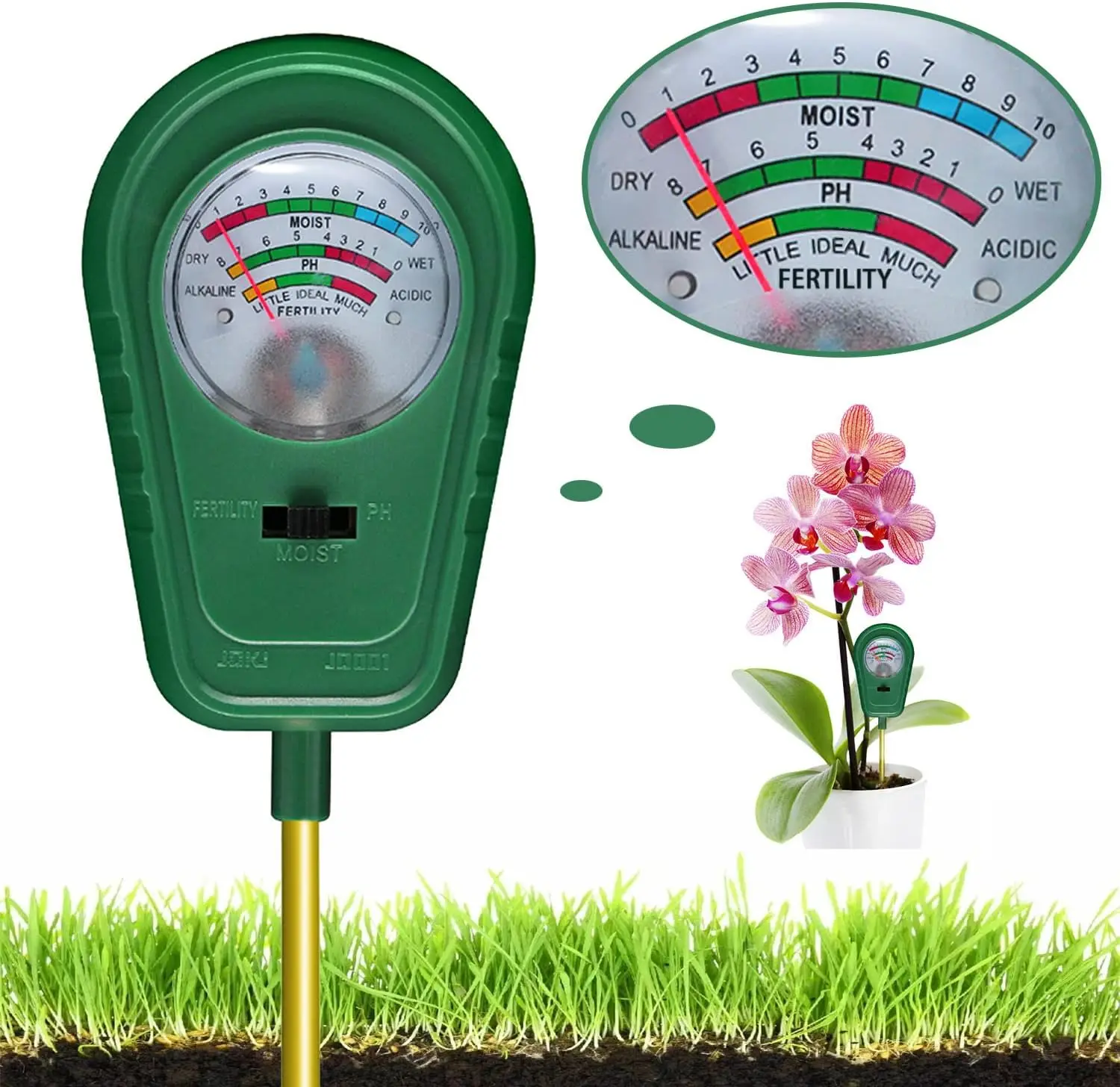 3-in-1 Soil Test Kit, Soil Moisture Meter/Soil ph Meter/Fertility Soil Tester, Soil Hygrometer for Garden, Farm House Plants