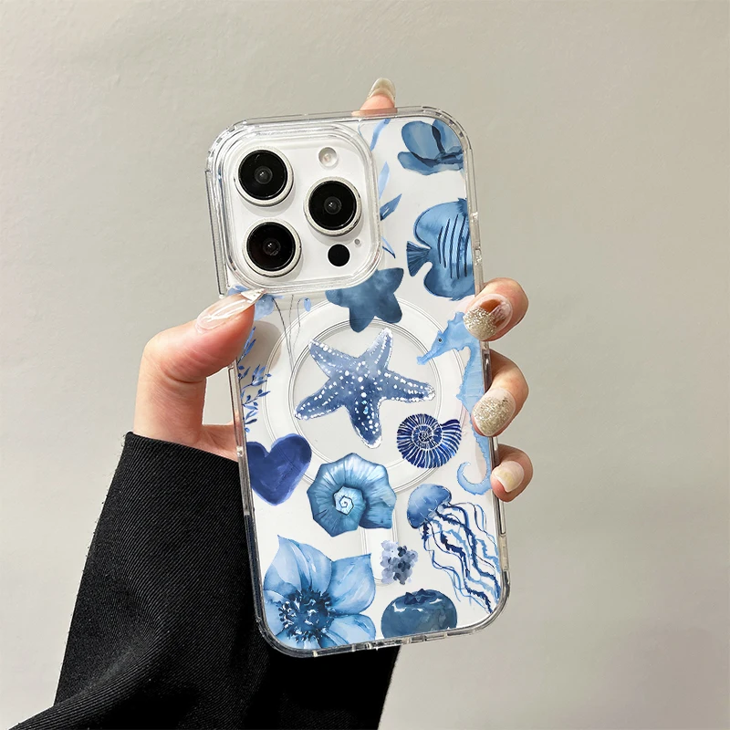 Blue Coral Reef Marine Life Case for Samsung Galaxy S26 S25 Edge S24 S23 Ultra Plus FE A57 A56 A55 A54 A36 A35 A17 A16 A15 Cover