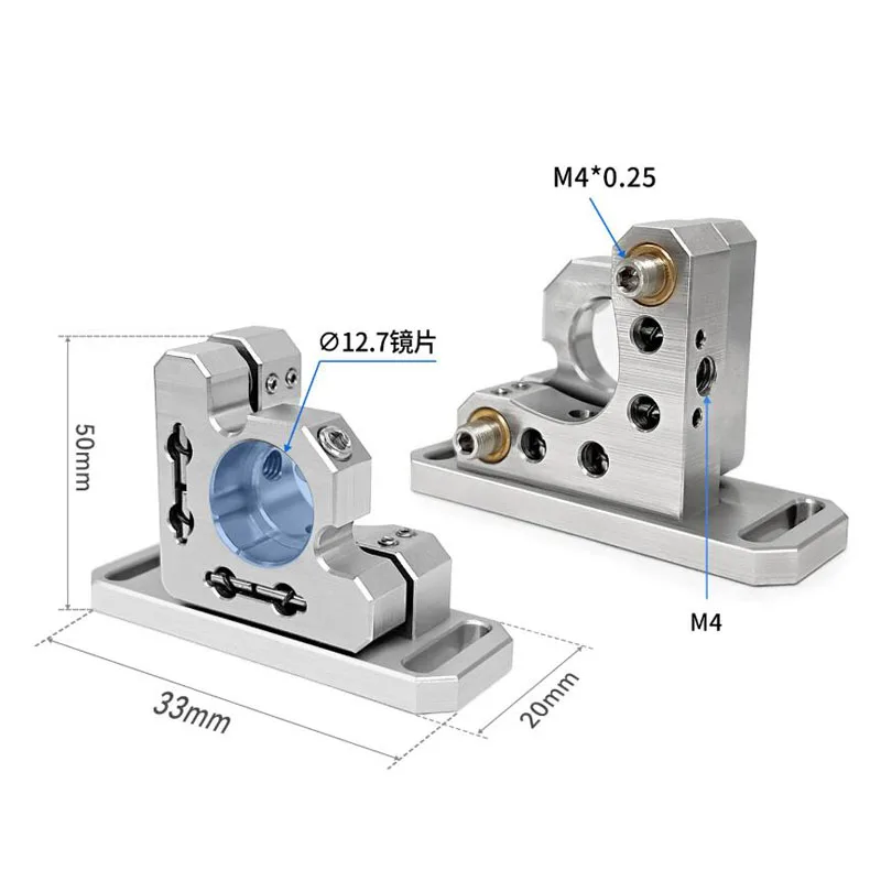 Precision Optical Lens Mount 12.7mm 2-Axis Stainless Steel Mirror Holder Fine Tilt Translation Adjustment for Optical Laboratory