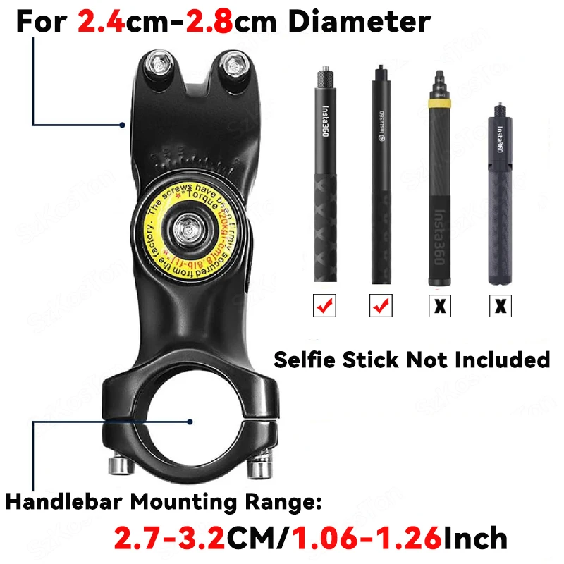 Motorcycle Bicycle Selfie Stick Monopod Mount Handlebar Bracket for Insta360 X5 X3 X4 GoPro Hero 13 12 11 10 9 8 DJI Accessories