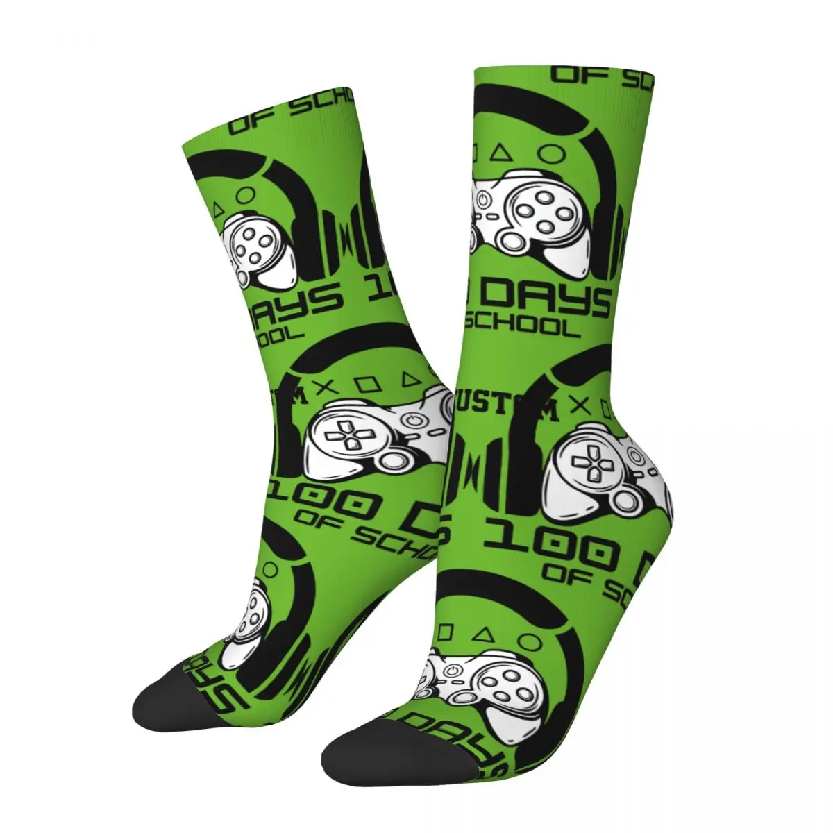 Hip Hop Vintage 100 Days Of School Gamer Crazy Men's compression Socks Unisex Printed Funny Novelty Happy Crew Sock Boys Gift