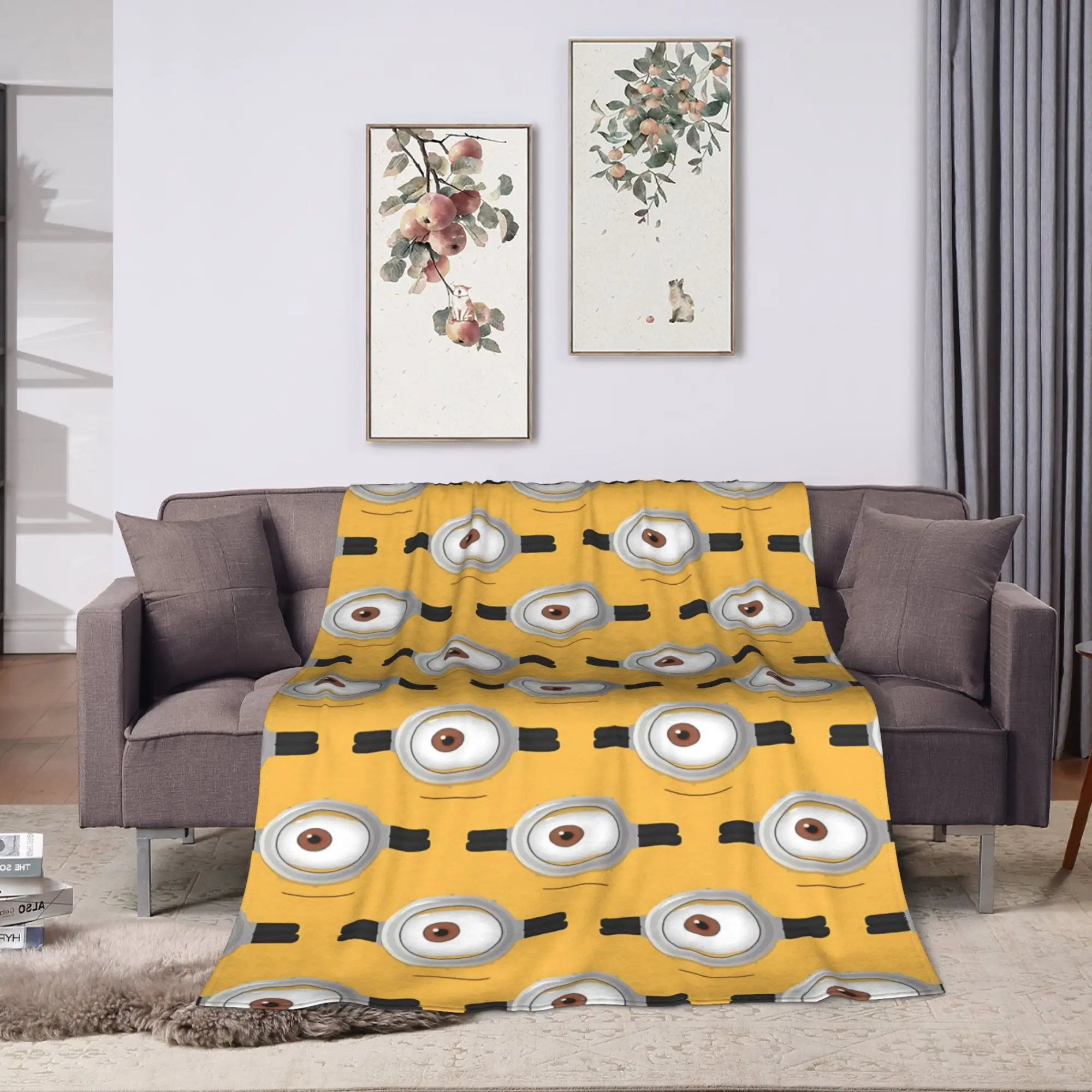 Cartoon M-Minions Print Blanket Quality Warm Soft  Throw Blanket Spring Students Living Room Comfortable Bedspread