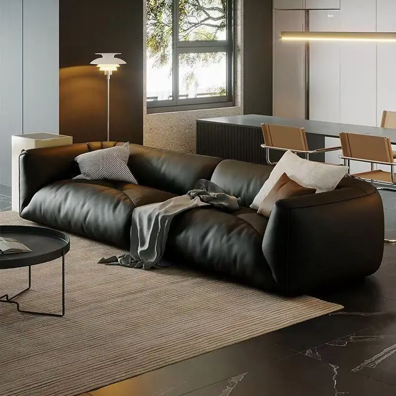 Minimalist first-layer cowhide light luxury high-end large and small apartment cloud sofa