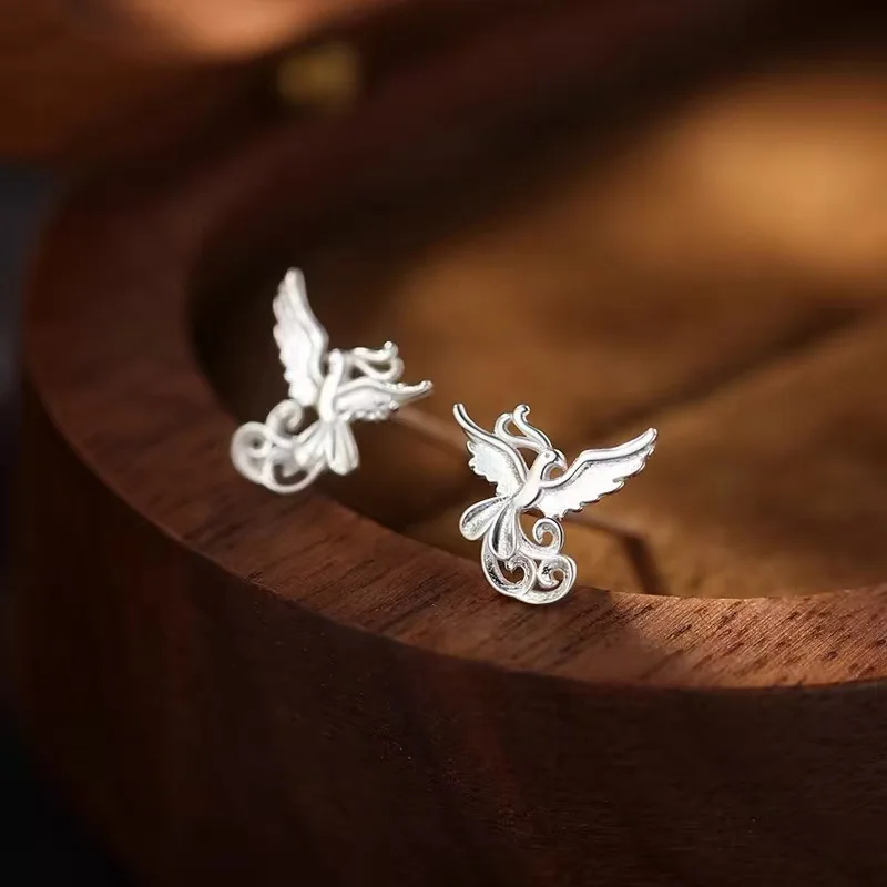 Real 925 Sterling Silver Bird Animal MINI Stud Earrings For Women Classic Fine Jewelry Exquisite Accessories