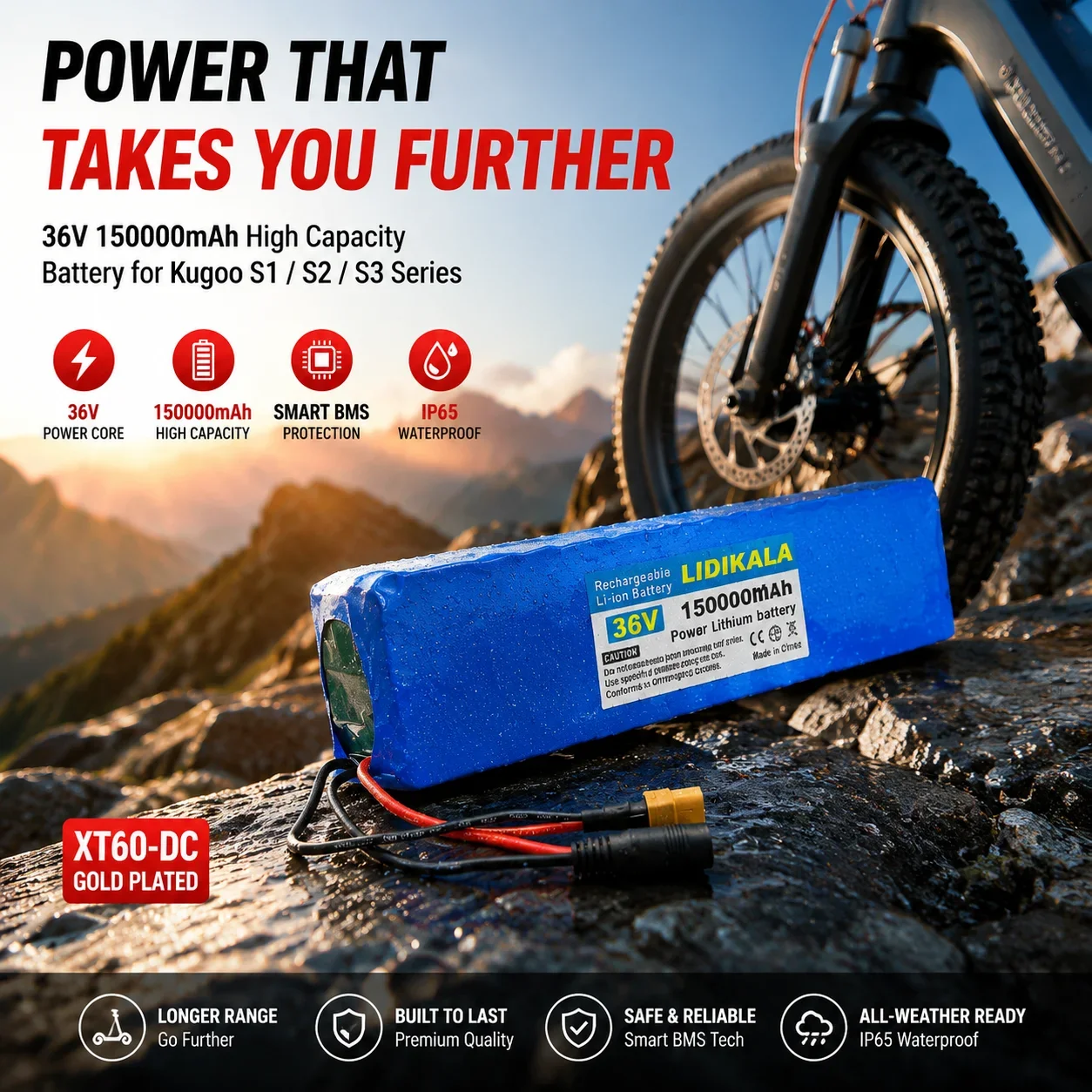 Neues Upgrade 10S3P 36V 150Ah 18650 Lithium-Batteriepack mit hoher Kapazität und hoher Leistung, mit integriertem BMS für Elektrofahrräder, Roller und E-Fahrzeuge als Ersatzstromquelle.