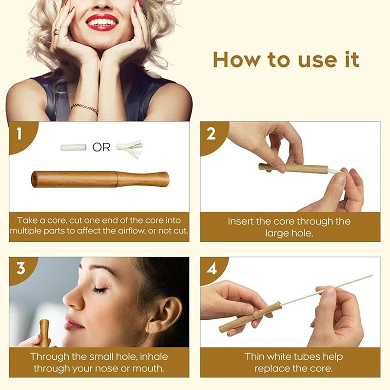 الروائح الاستنشاق للزيوت الأساسية الإقلاع عن التدخين الاستنشاق عصا خشبية الناشر الشخصي للزيوت الأساسية مع قضبان الألياف #4
