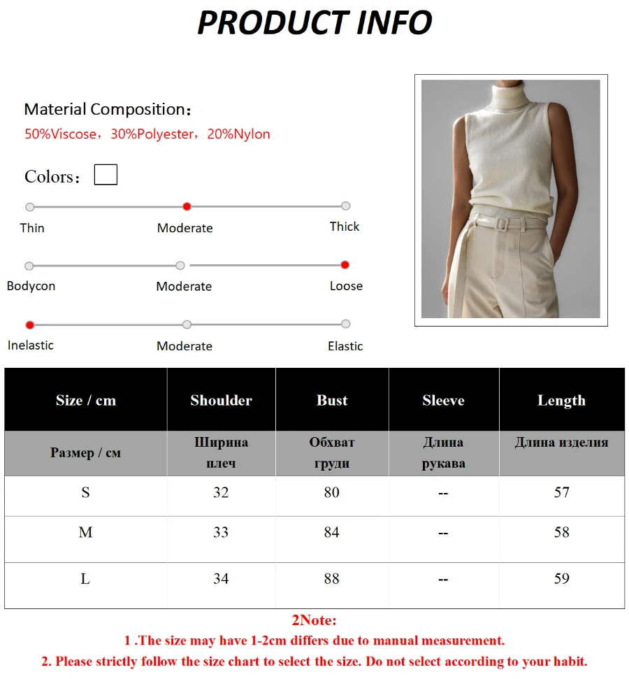 Bornladies Damen Neues Gestricktes Ärmelloses Rollkragen-Tanktop Weicher Stoff Trendige Schlanke Passform Einfarbig Herbst Winter Mode Camis – Detail 2