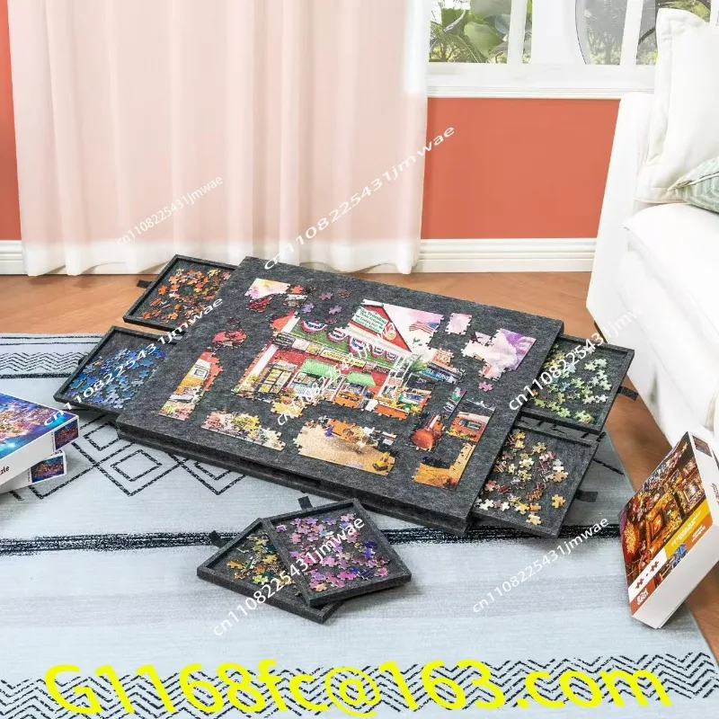 Foldable with Stand Cover 6 Drawers Felt Puzzle Table Board