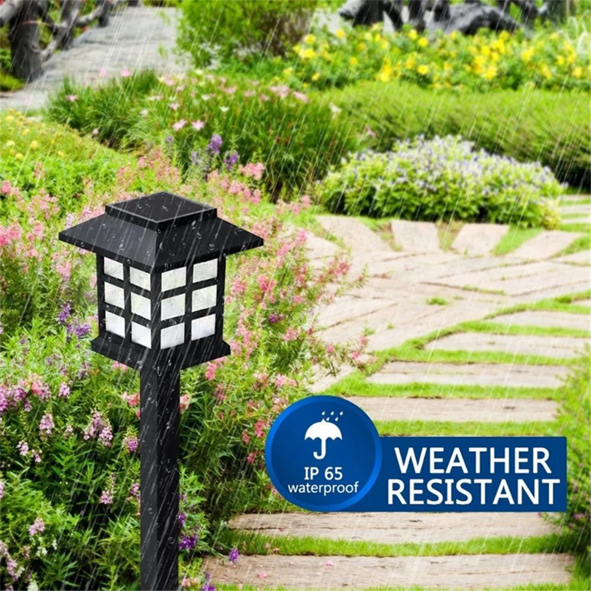 LED Solar Lamp para exterior, impermeável, Pathway, Lawn Lights, Jardim, Paisagem, 2pcs