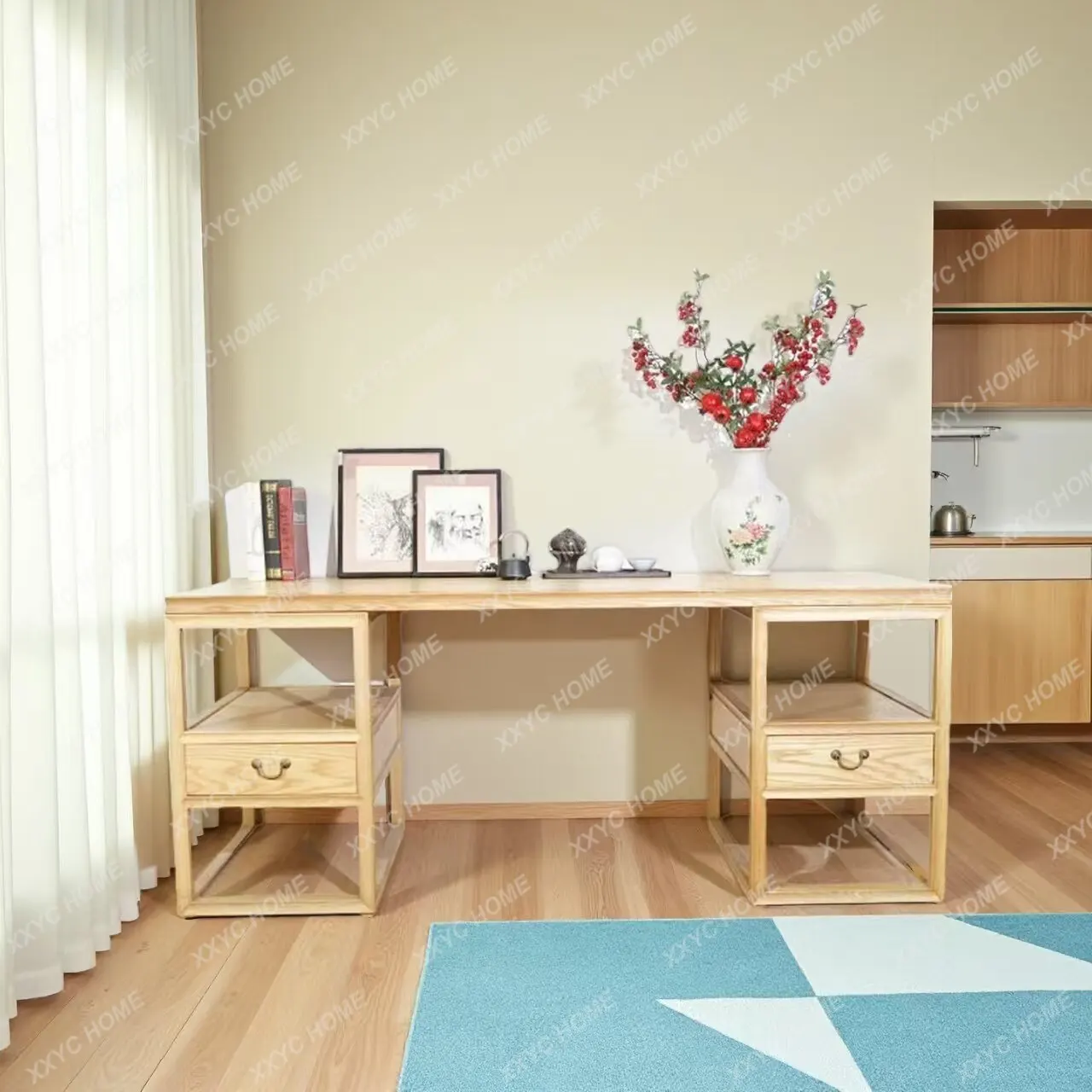 New Chinese solid wood desk home desk writing desk simple study case calligraphy table computer table calligraphy table