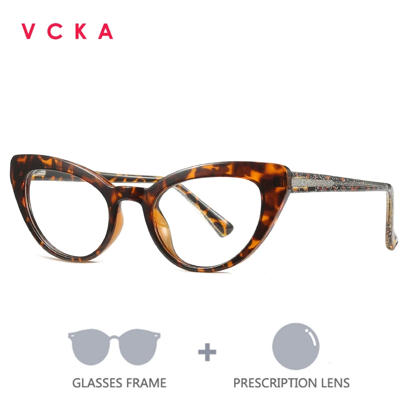

VCKA кошачий глаз близорукость дальнозоркость очки по рецепту оправа женские антисиний свет оптические очки обесцвечивание от -0,50 до -10