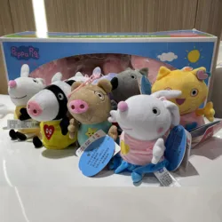 New Style 8pcs/set 19cm Genuine Peppa Pig friends Stuffed Doll Plush Toys George Emily Suzy Party Dolls Keychain Toy Kids Gift