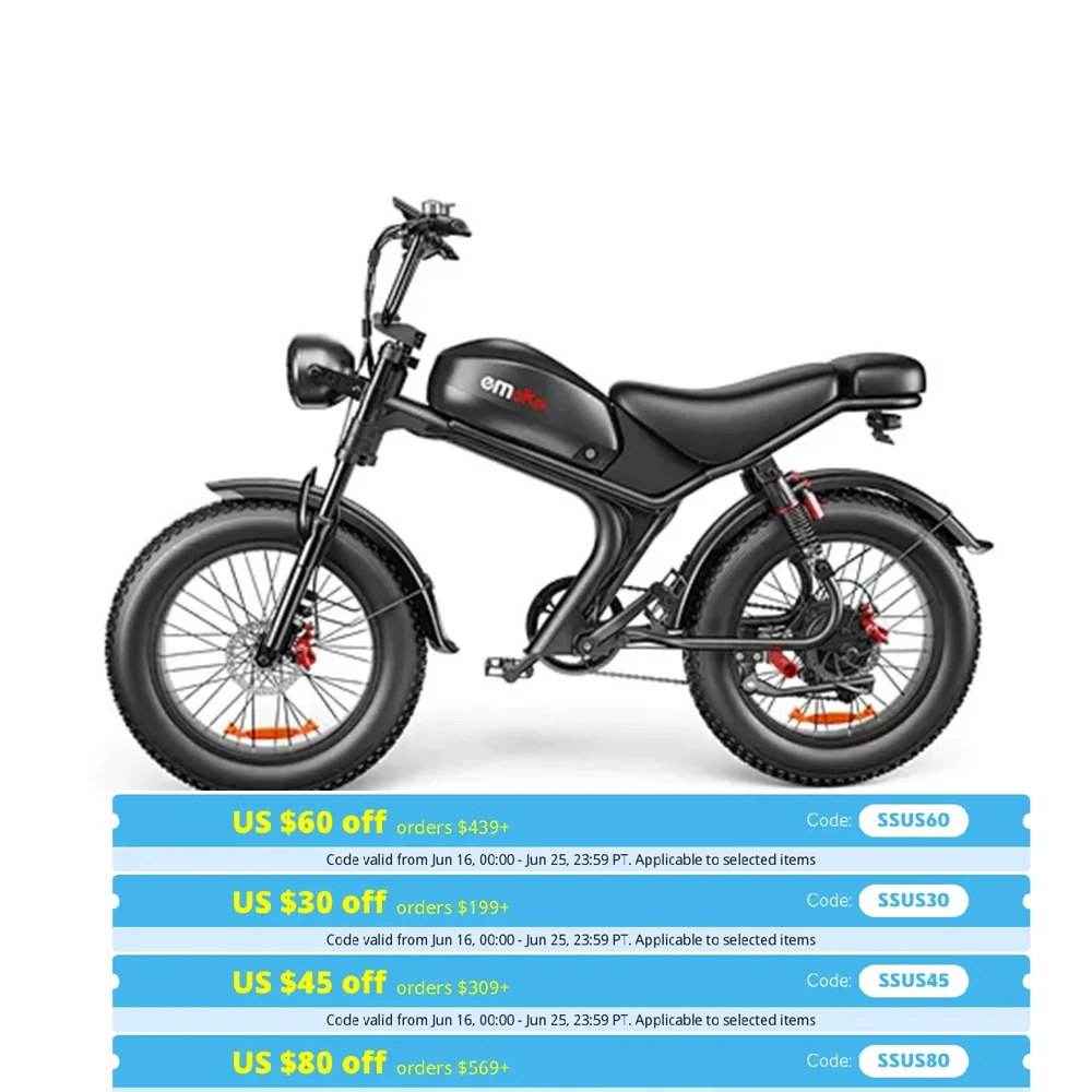 

EMOKO C93 20" Fat Tire Electric Off-Road Bike 1000w Motor 48V 20Ah Battery
