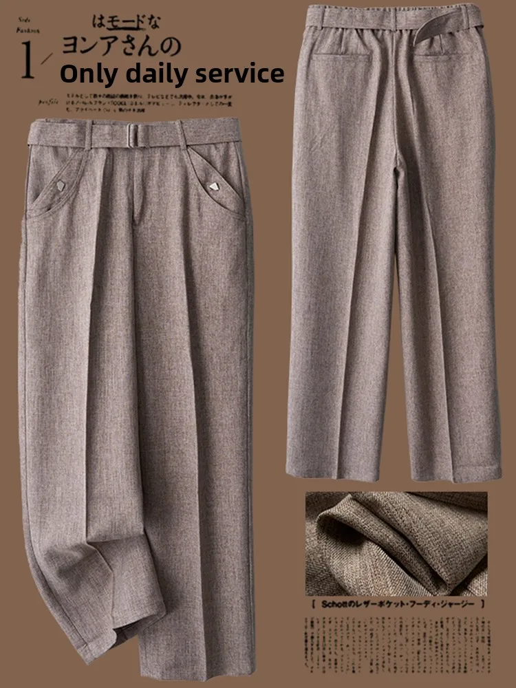 

Faionable Vintage Men's Straight Leg Pants Floral Embroidery Iron-Free Wide Leg Suit Pants Belt Design Casual Ci Sle