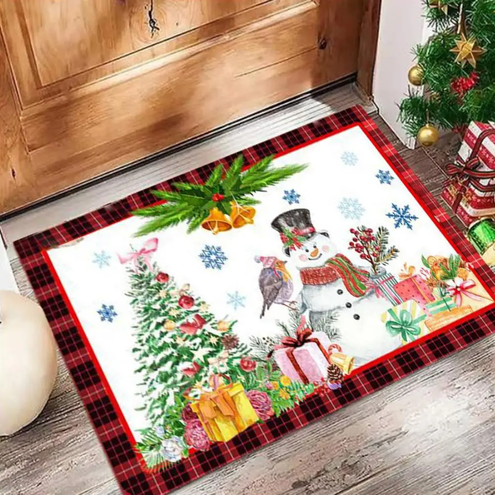 Non-slip Christmas Mat Festive Christmas Door Mat Colorful Print Anti-skid Washable Wear-resistant Indoor/outdoor Home Decor