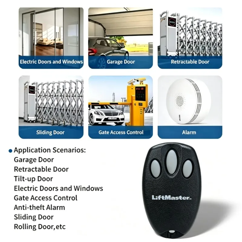 433.92MHz Garage Door Remote Control 3‑Button Replacement For LiftMaster 94335E 94335SE 94330E 94333E Rolling Code Gate Opener