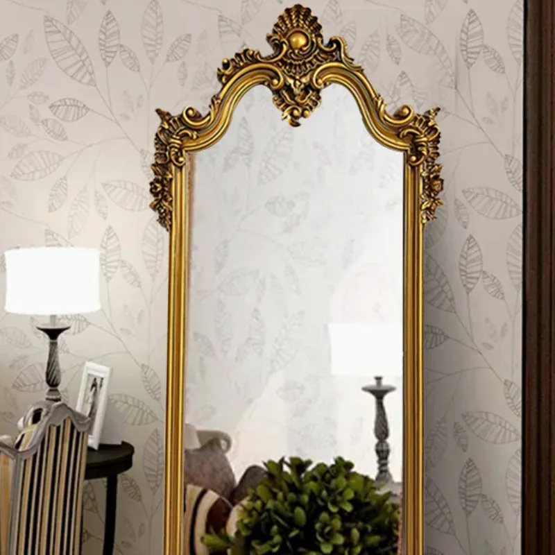 Makeup Gold Decorative Mirrors Vintage Bath Large Wall Mirror Full Body Light Cosmetic Miroir Mura Decoration Home PX50DC