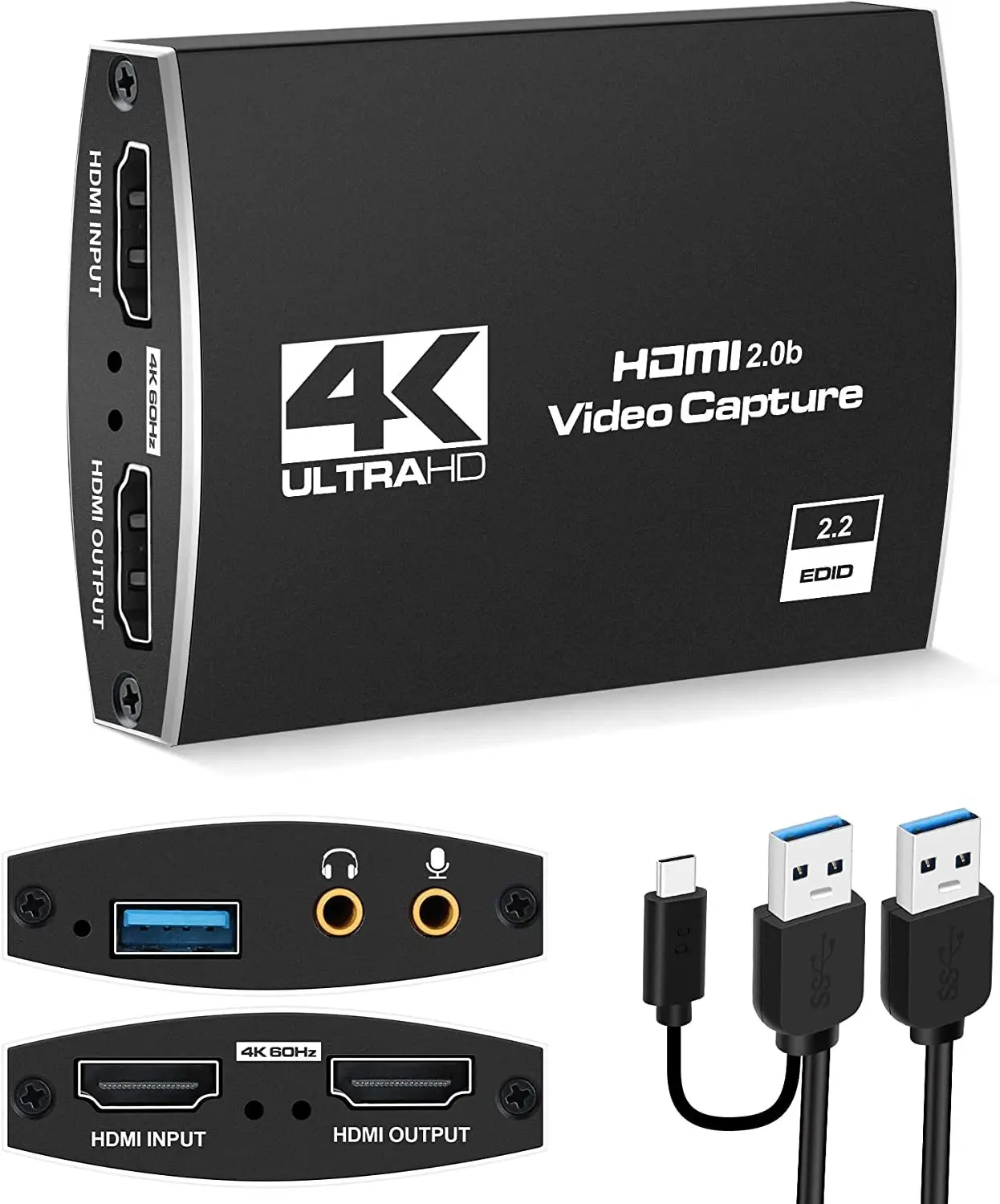 التقاط فيديو HDMI، USB3.0 HDMI مسجل فيديو المنتزع Hdmi إلى جهاز التقاط الفيديو USB لالتقاط OBS، بطاقة التقاط الفيديو 4K
