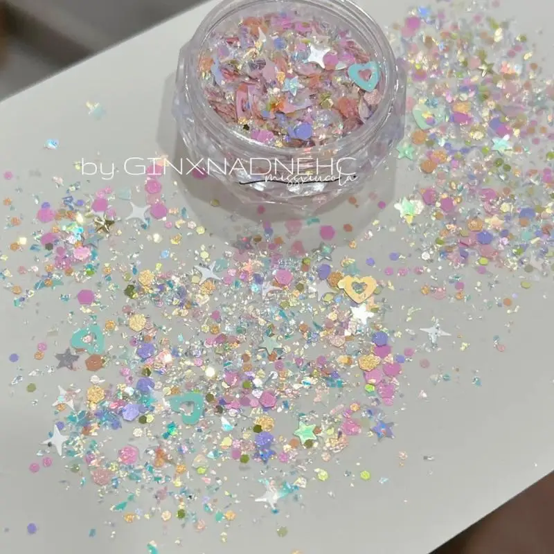 1 Box Herz Stern Bunte Nagel Glitter Dopamin 3D Nail art Charm Dekoration Schmuck Maniküre Zubehör
