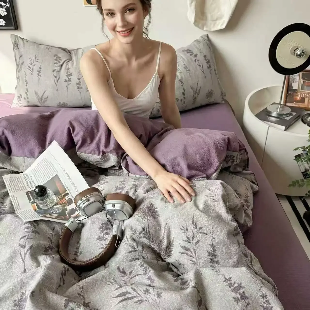 

Ins Girls Vintage Floral Bedding Sets 2026 New Queen Size Bed Sheet Set Duvet Cover Set With Pillowcases No Filling for Bedroom