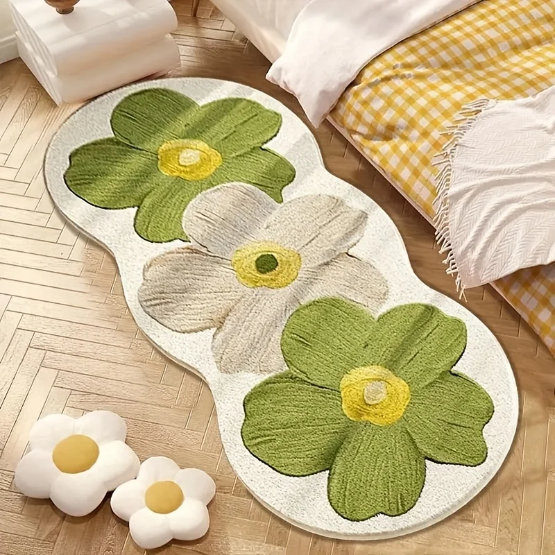 Flower Floor Mat Plush Flower Area Mat Living Room Decorative Carpet Anti Slip Floor Mat Suitable for Corridors and Living Rooms