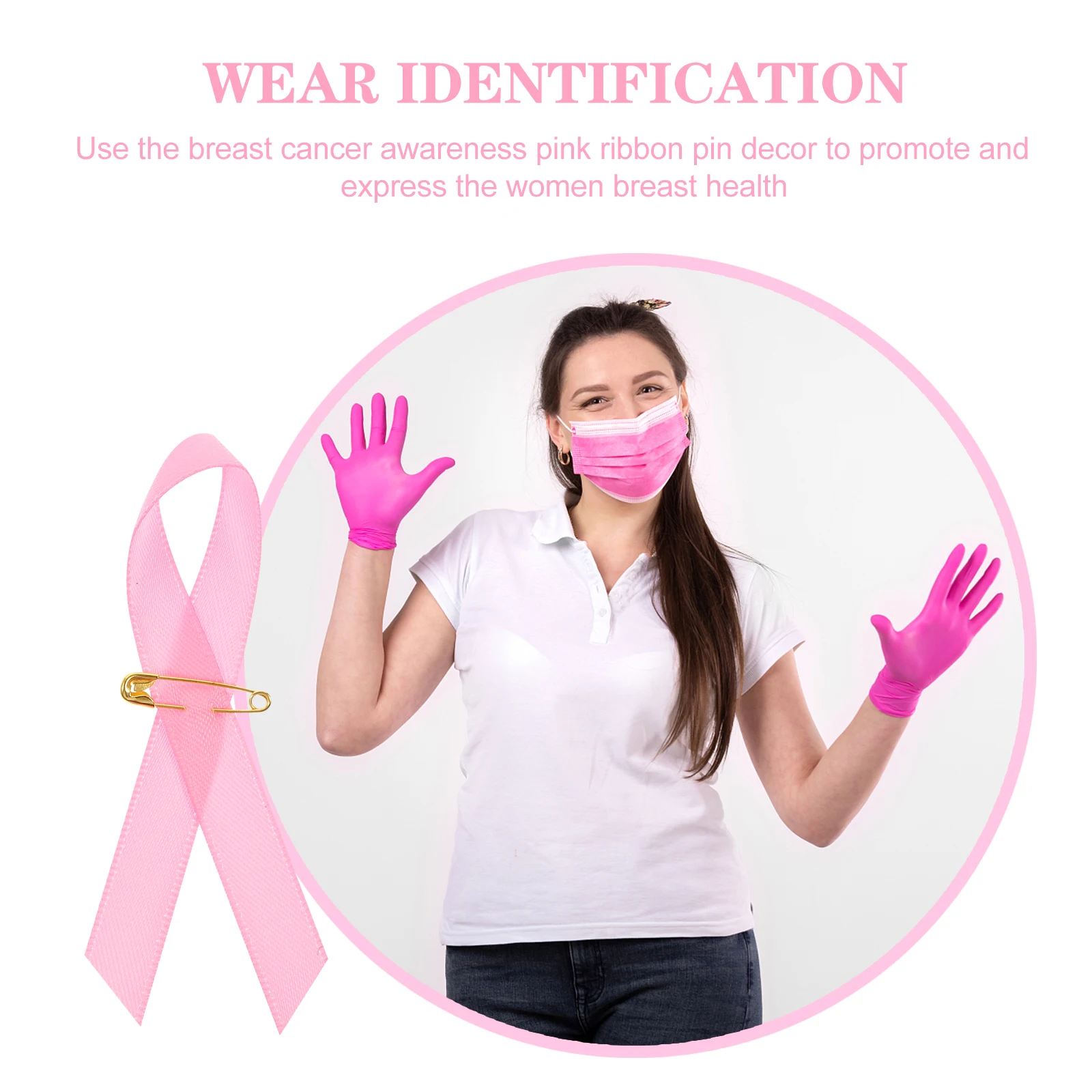 

200pcs Ribbon Pin Breast Portable Ribbon Awareness Decor Removable Fundraising Accessory Reusable Portable