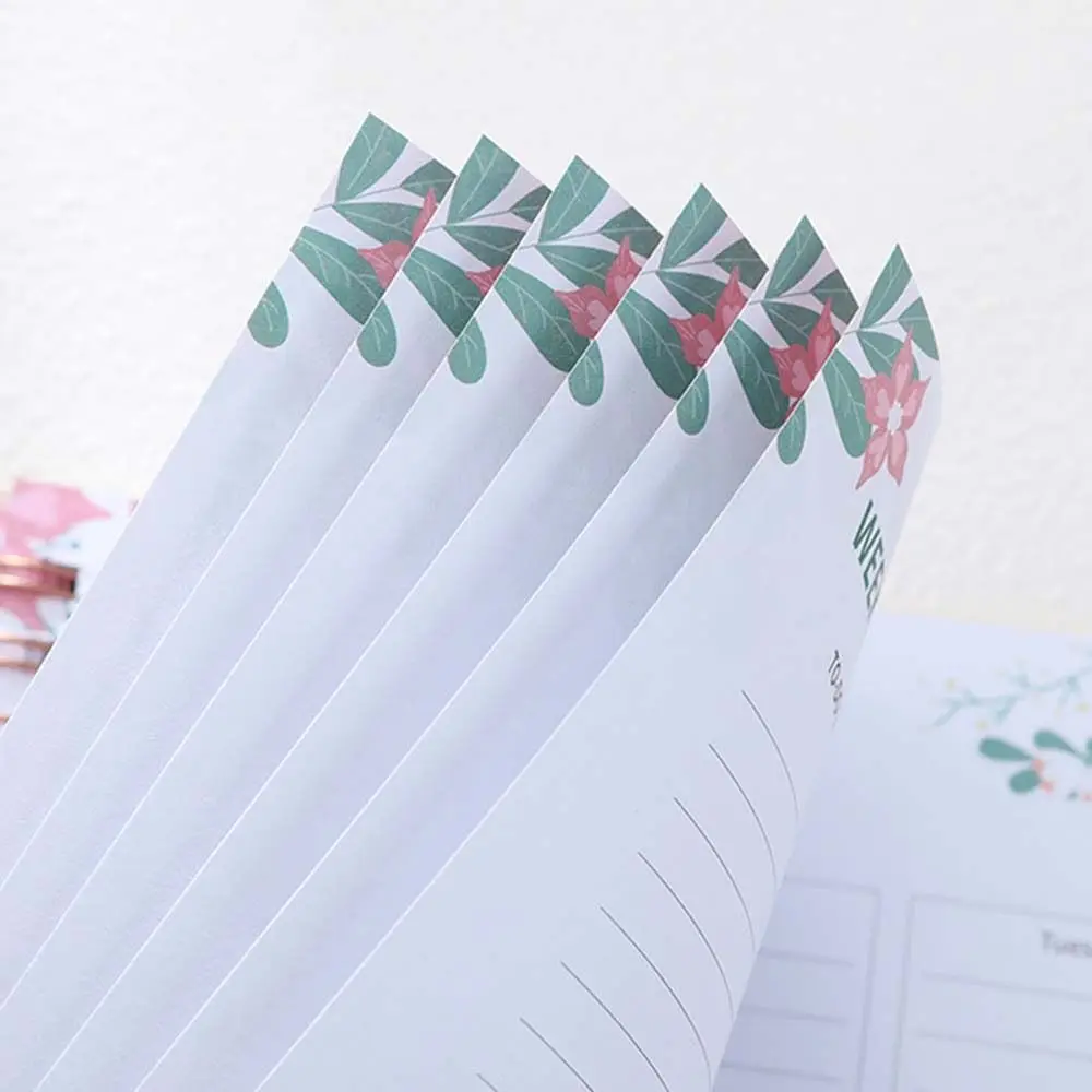80 Sheets A5 English Notepad Floral Printing Time Management Coil Notebook To Do List Portable Schedule Planner Notepad