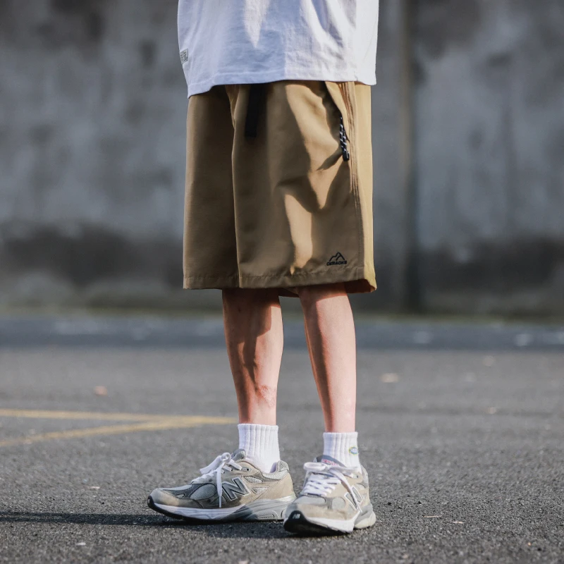 

Summer Men's Loose Casual orts Five-Quarter Length Straight Leg Pants Embroidered Personali Mountain System Pure Color Tr...