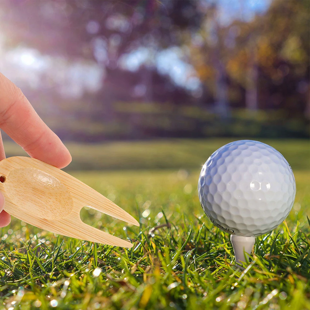 

16pcs Golf Green Fork Divot Repair Tool Bamboo Ball Marker Fairway Turf Organizer Longlasting Wooden Accessories Golf