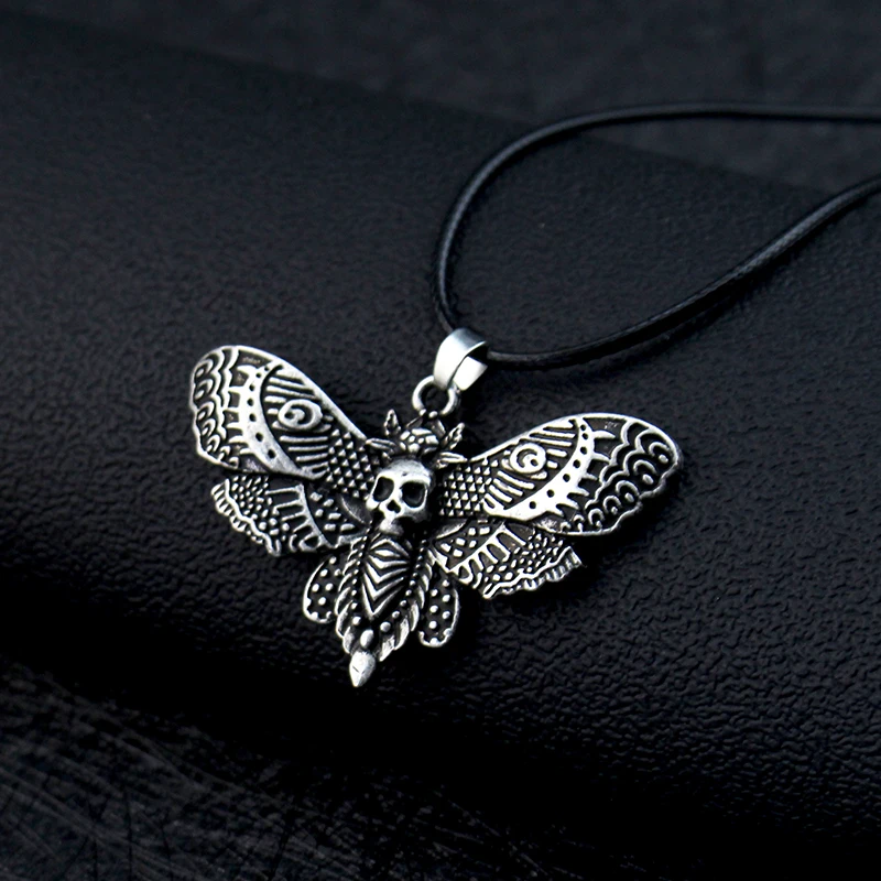 الموت العثة قلادة خمر قلادة السكر الجمجمة القوطية فراشة روك الهيب هوب النساء الرجال مجوهرات فريدة اكسسوارات هدية الهالوين #1