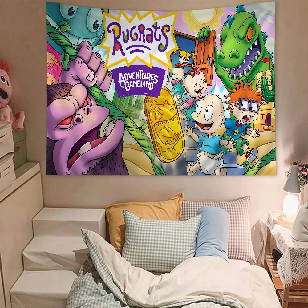 Funny Cute R-Rugrats Anime Tapestry Hippie Flower Wall Carpets Dorm Decor Cheap Hippie Wall Hanging