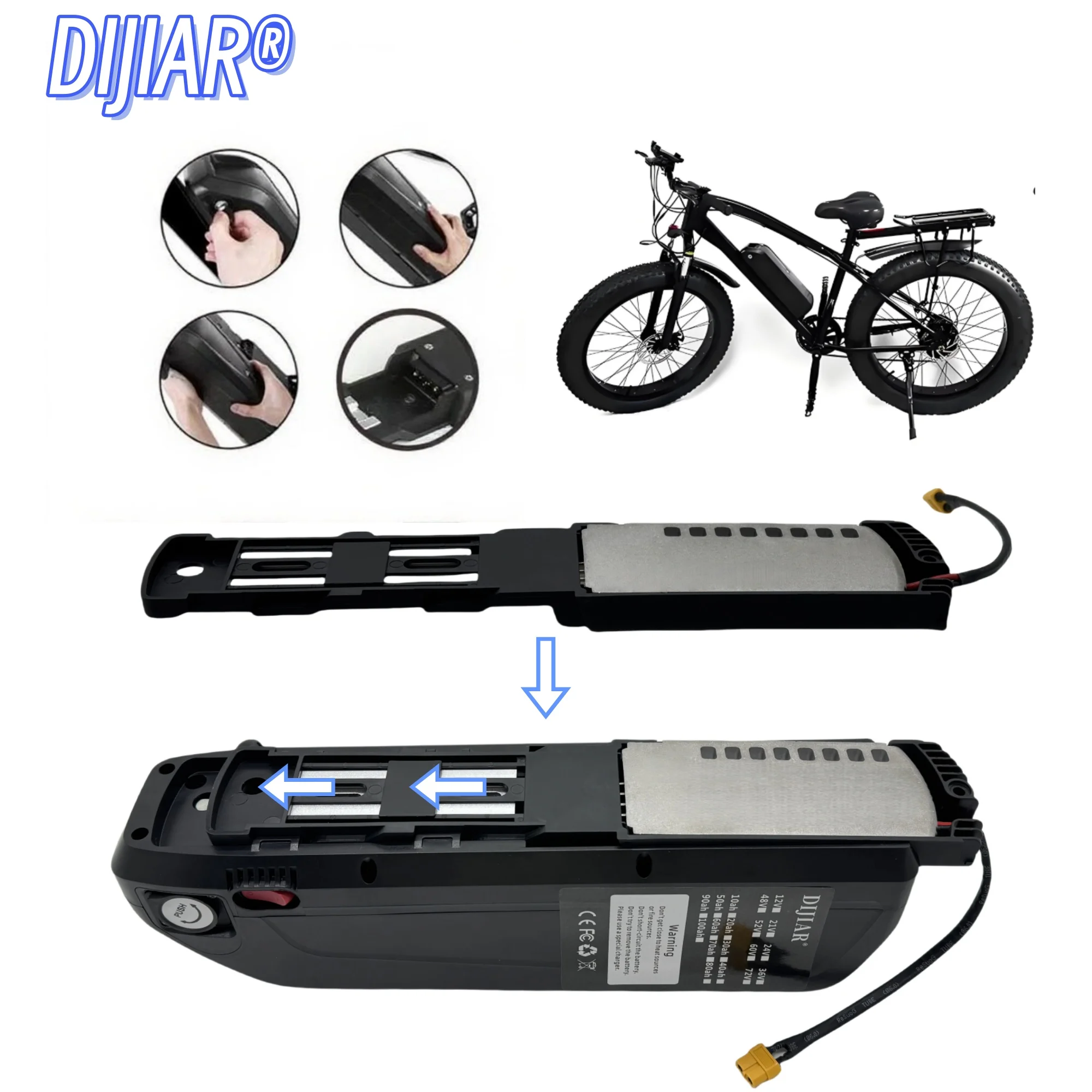 DIJIAR航空貨物、海龍電動自転車36v20AH-30AH、4ピンベース、XT60プラグ、30AHBMSシステム、+充電器アプリケーション1000W2000W