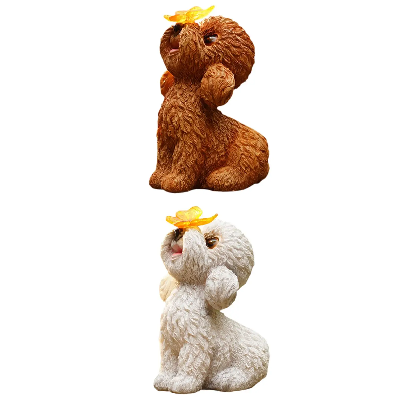 

Teddy Dog Statue Collection Adorable Desktop Figurine Dog Sculpture for Cabinets Shelf Cabinets Balcony Backyard Bedroom