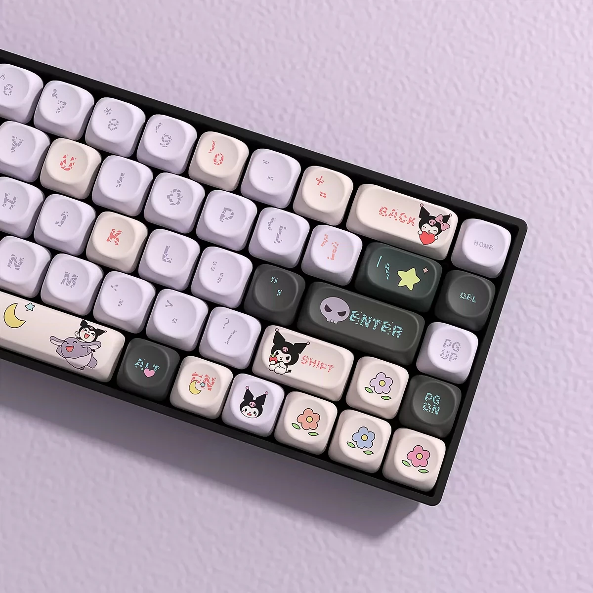 Sanrio Kuromi Keycaps MOC KOC Profile Five-Side Sublimated PBT KeyCap for Alice ISO Layout Mechanical Keyboards Split Spacebar