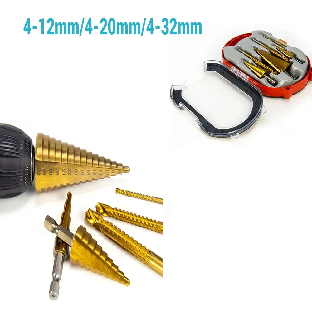 

4-12 мм 4-20 мм 4-32 мм набор сверл с титановым покрытием, резак для металлических отверстий, колонковое сверление по дереву, спиральная пила, инструмент для сверления отверстий