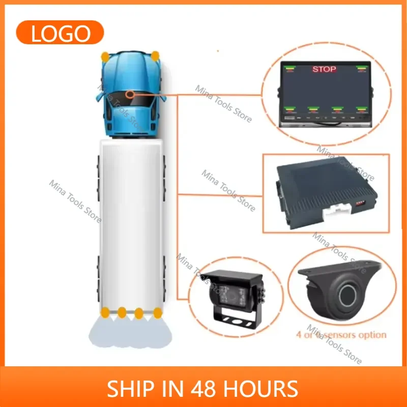 OSD Video Overlay Parking Sensor System Blind Spot Detection OSD Warning Display For Commercial Vehicle Bus Truck Refuse HGV