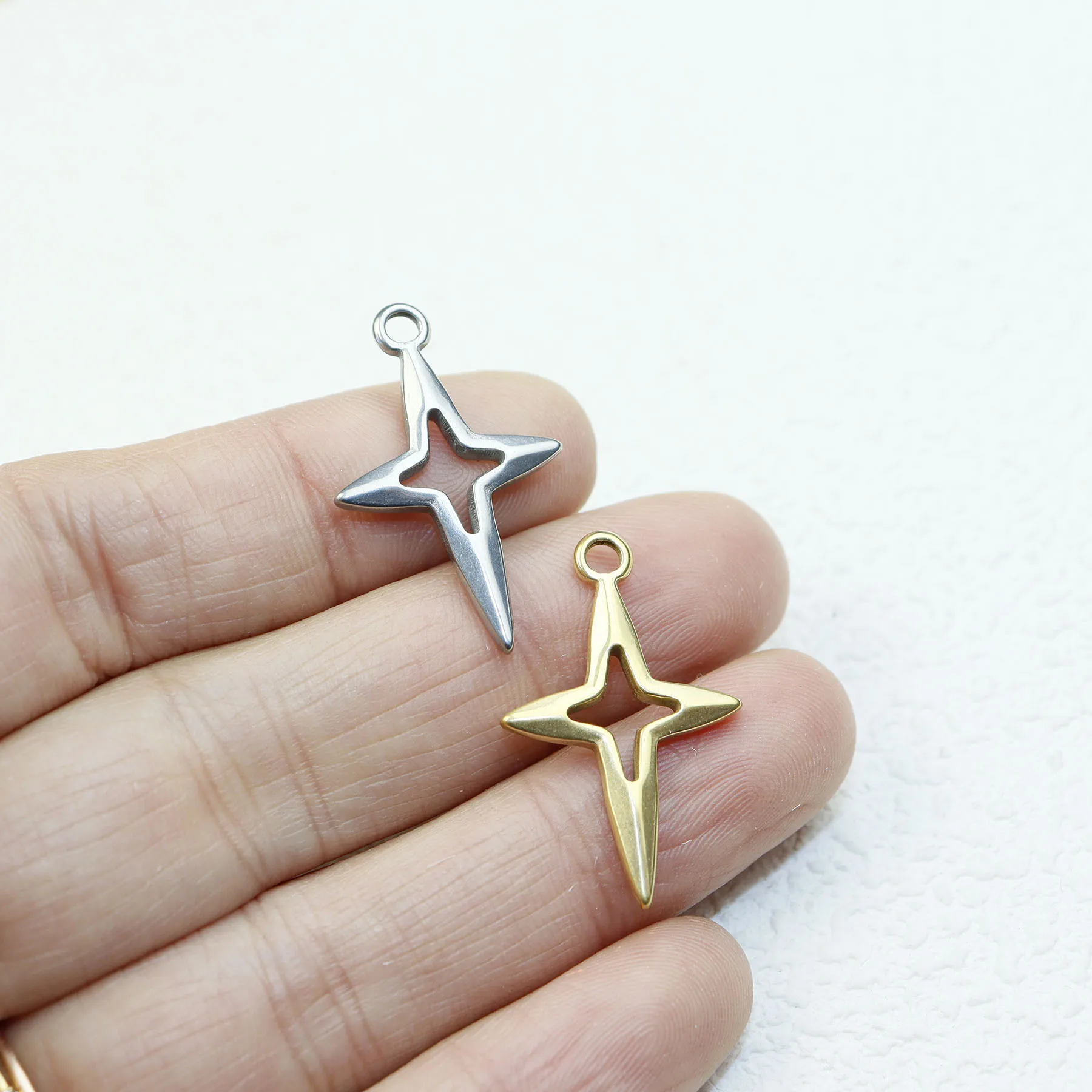 5pcs Casting Stainless Steel Star Coin Charms Pendant DIY Necklace Earrings Bracelets PVD Plate