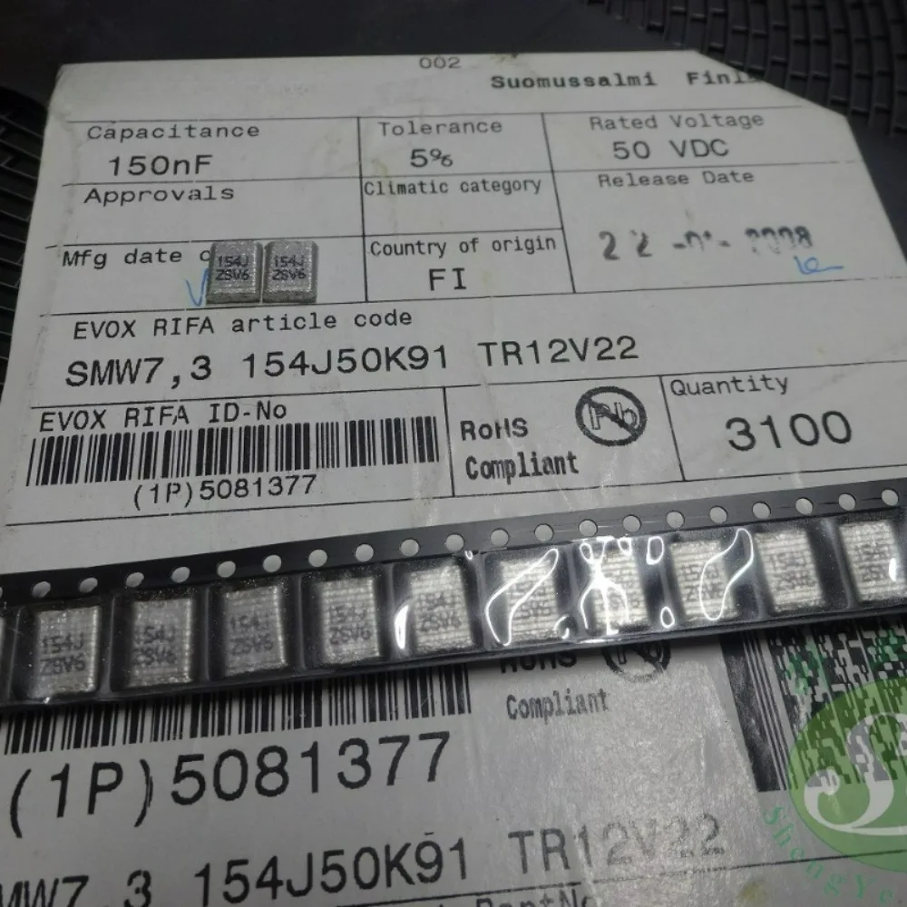 10pcs/lot SMW7.3 SMD2824 0.15uf 50V 150nF u15 154 Brand New Surface Mount Film Capacitor