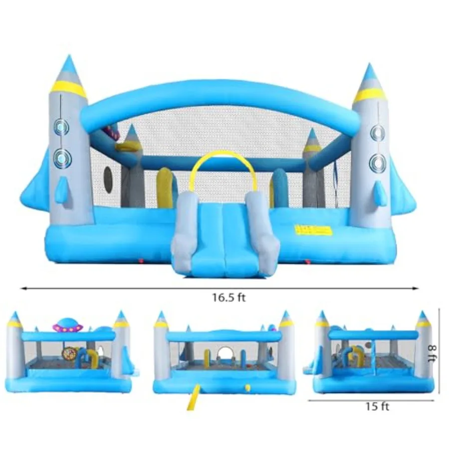 16.5x15FT Inflatable Bounce House Big Bouncy Castle with Water Slide for 310 Multifunctional Jump'n Bouncer House Family with A