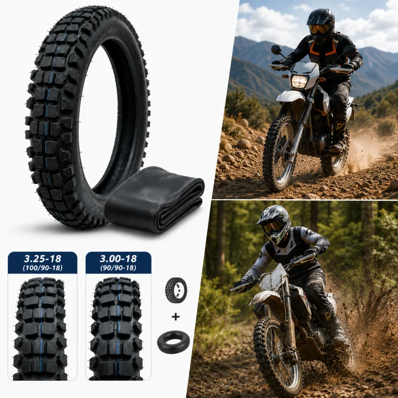 Set Off-Road Motorcycle Tire Inner Tube 3.25-18 100/90-18 3.00-18 90/90-18 Dirt Pit Bike Enduro Motocross 18Inch Knobby Tyre Kit