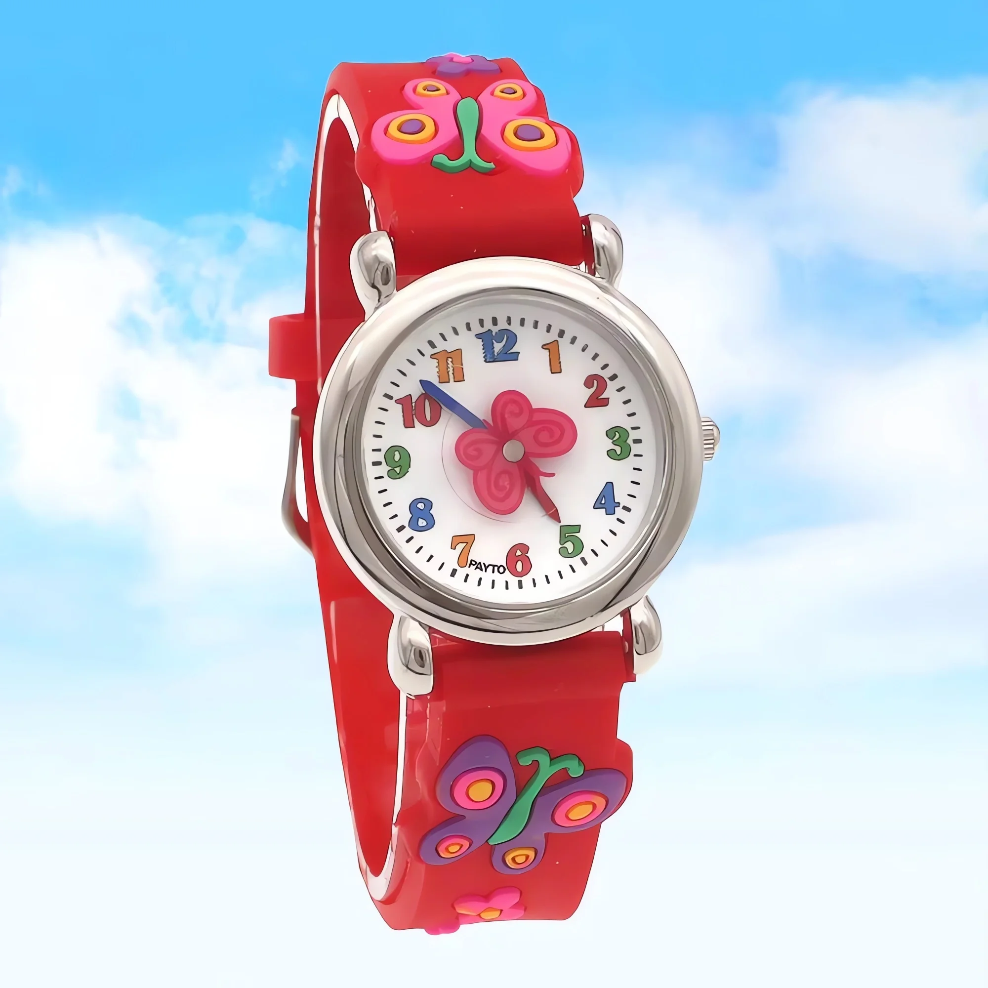Kids Digital Quartz Watch Cool Butterfly Design Silicone Strap Timepiece for Boys And Girls Students