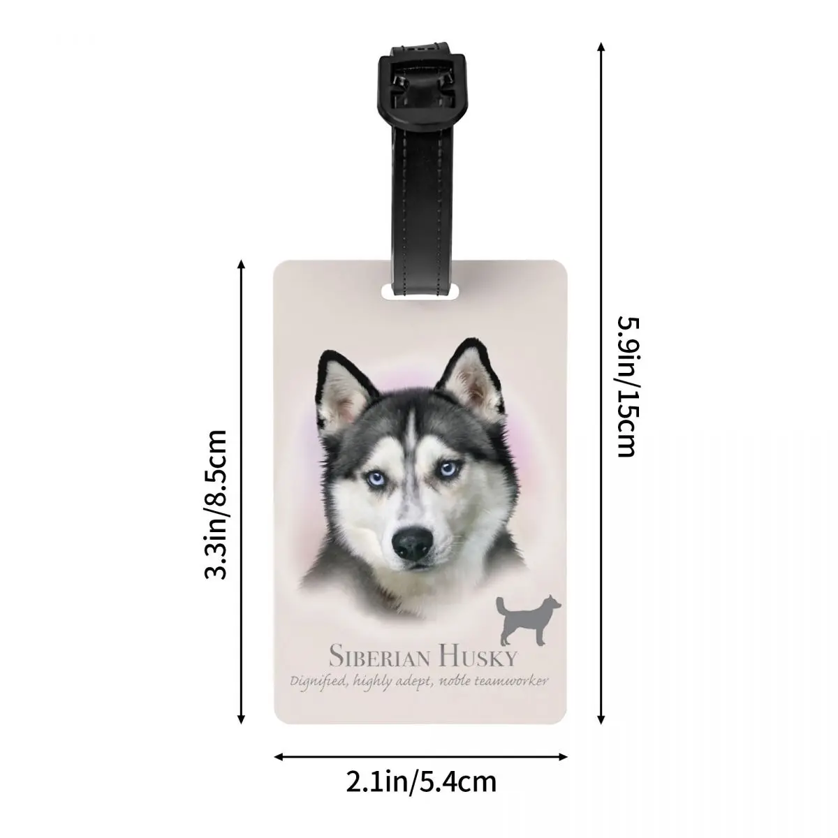Custom Siberian Husky Luggage Tag Pet Dog Travel Bag Suitcase Privacy Cover ID Label