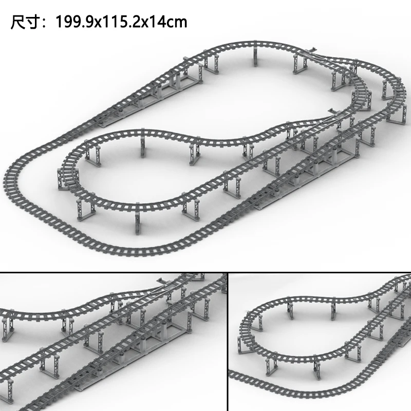 Compatibile con binari del treno elettrico scena MOC Building Block treni ad alta velocità binari curvi dritti mattoni fai da te giocattoli regali per bambini