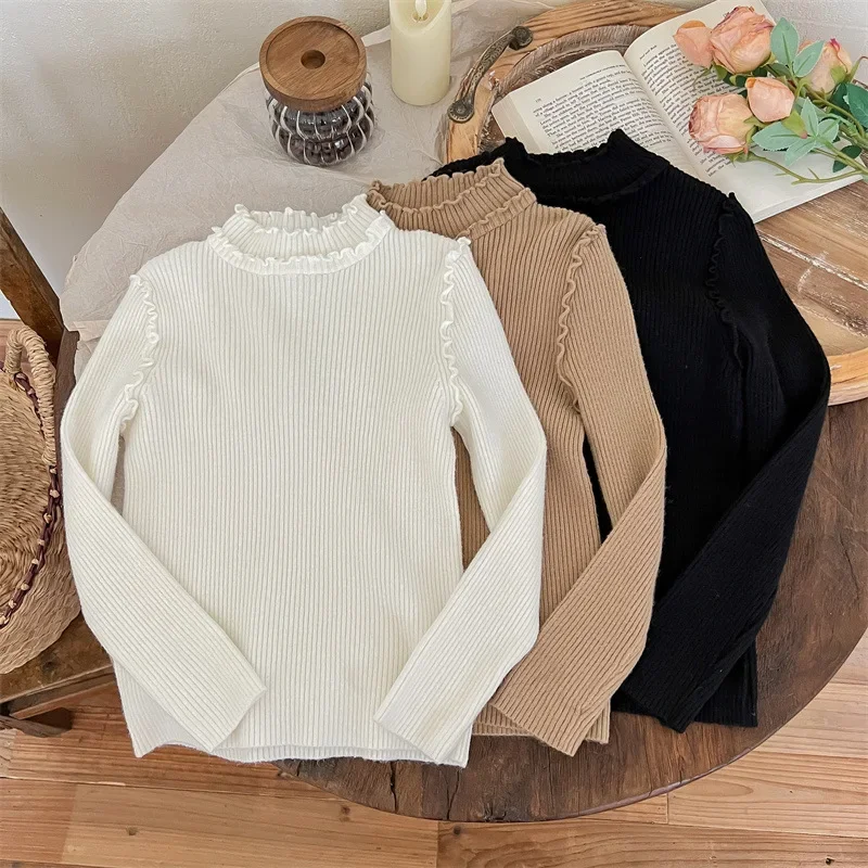 Girls Sweater Foreign Style Autumn and Winter Girls Children Bottom Knitwear Children Clothing Top Korean Simple Style Clothes