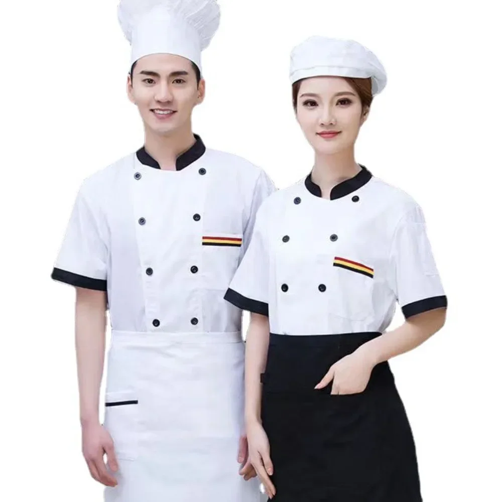 Manteau de chef professionnel – Uniforme de cuisine unisexe à manches longues et courtes pour le boulanger, la pâtisserie, le personnel du restaurant et de la cafétéria