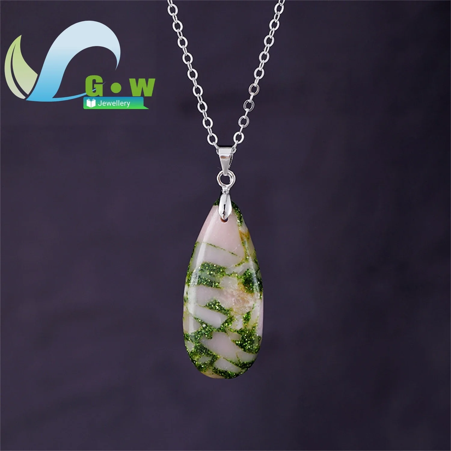 European American Style Fashion Light Luxury Simple Natural Stone Teardrop Pendant French Short Choker Necklace Jewelry Wholesal