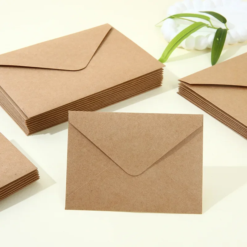 50pcs/lot Kraft Paper Envelope 140g Paper Postcards for Wedding Invitation 11x8cm Mini Envelopes Business Supplies Stationery