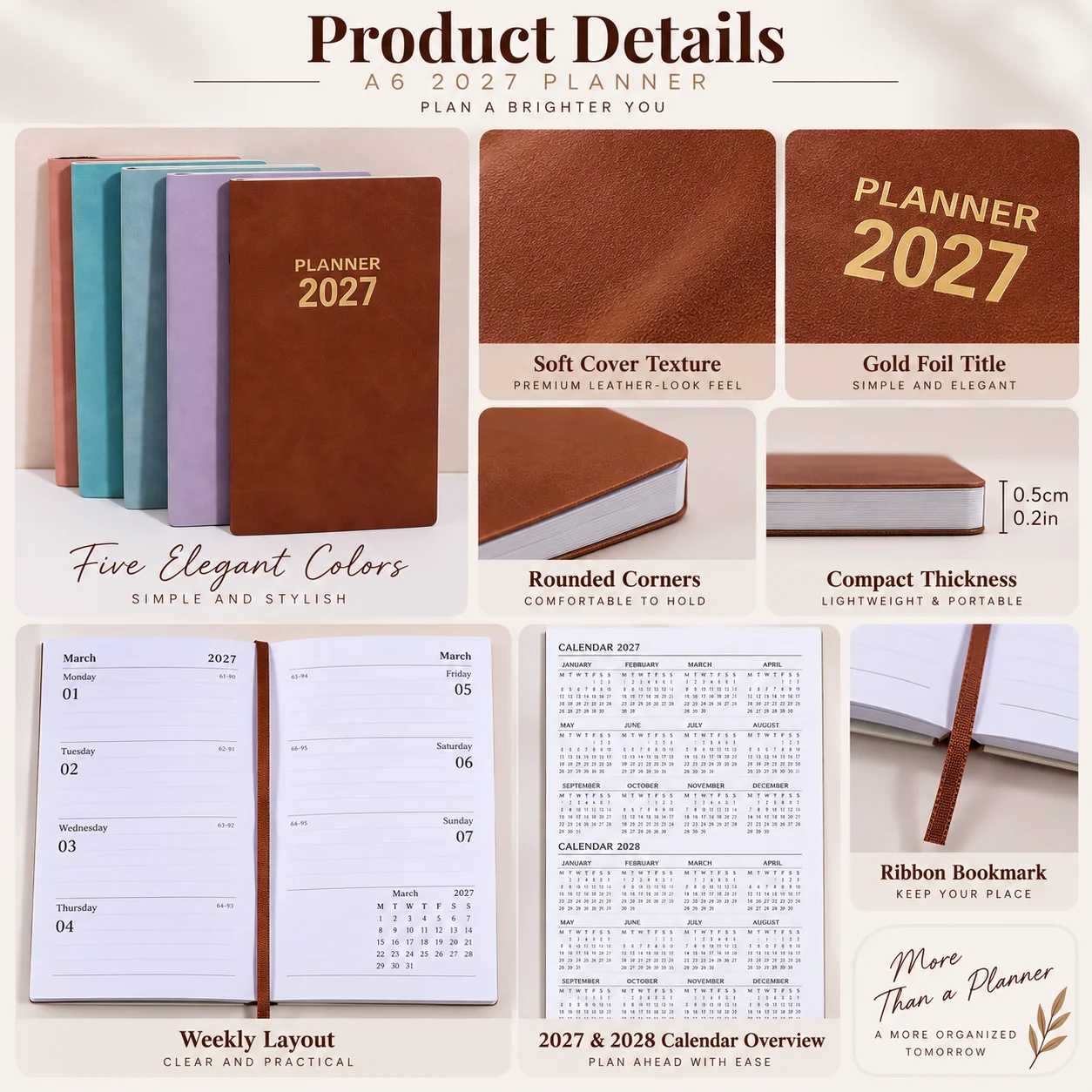 1pc 2027 A6 Weekly Planner, PU - Home Office 365 recension och pris