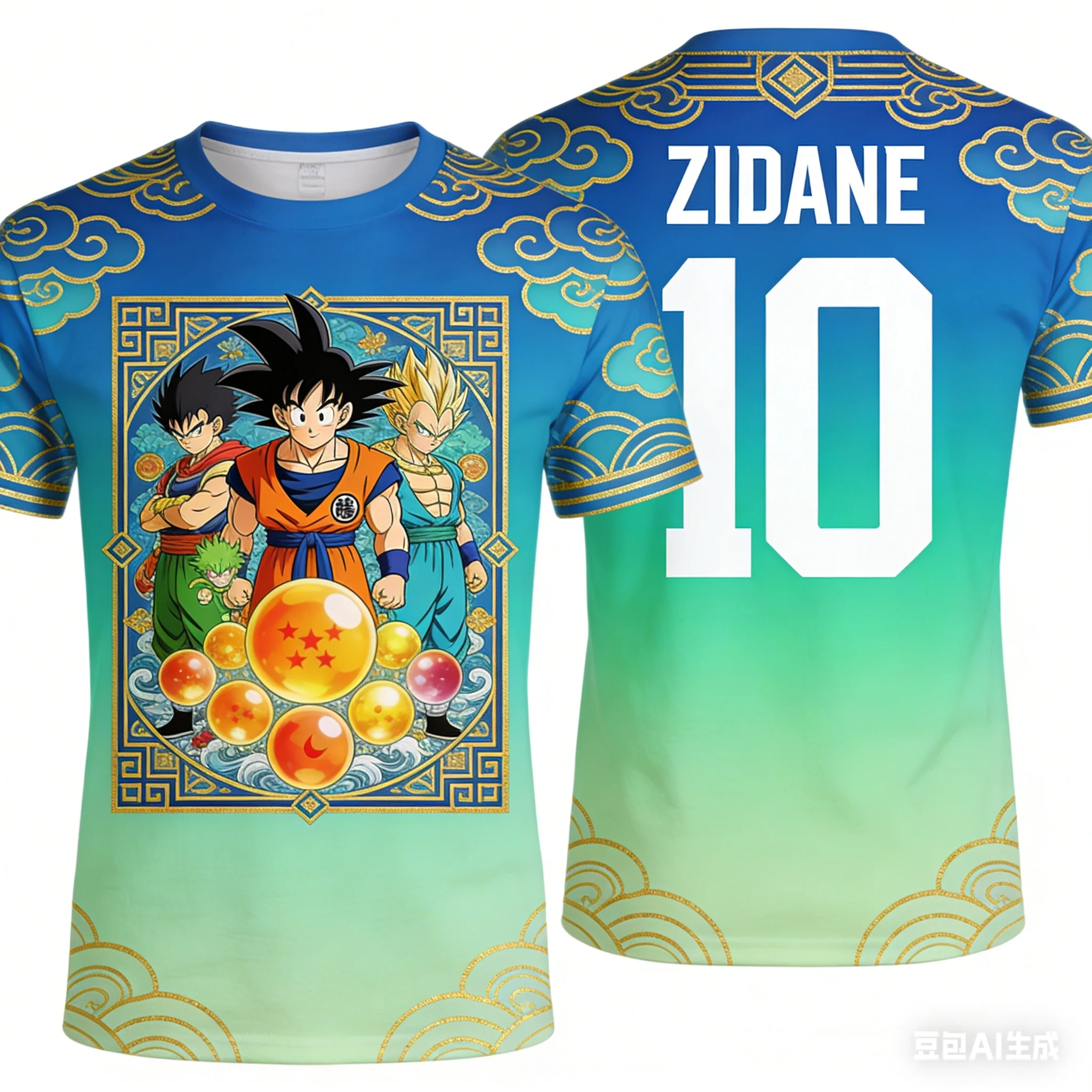 

Dragon Ball × Football Star Collaboration Number Print T-Shirt Unisex High Street Trend Loose Casual Short Sleeve