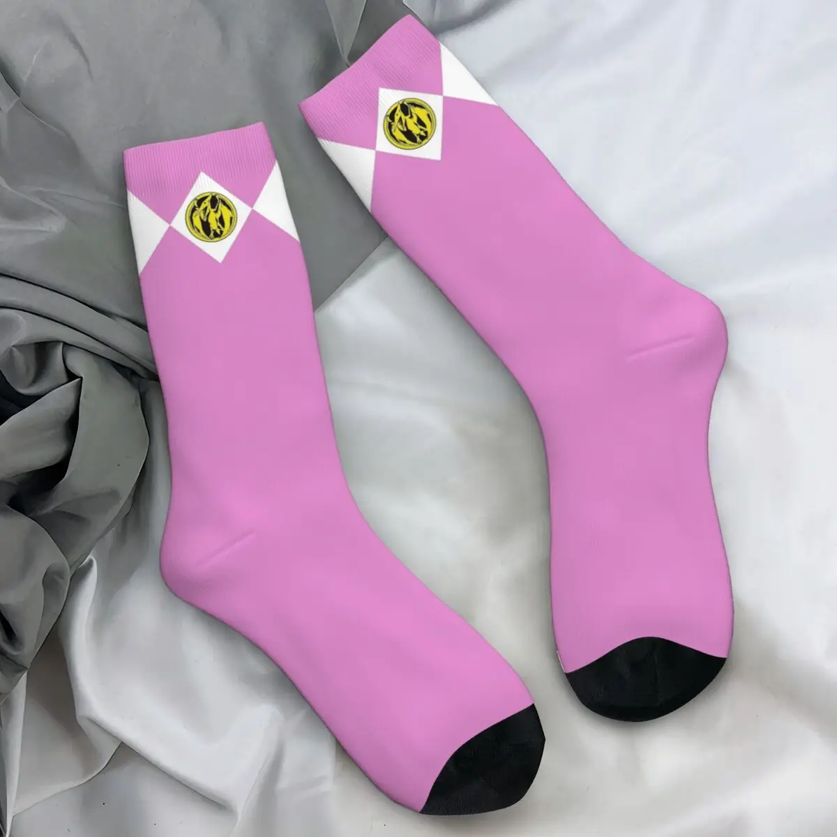 MMPR Pink Ranger With Coin Socks American Television Fashion Stockings Autumn Anti Bacterial Men's Socks Outdoor Sports Socks